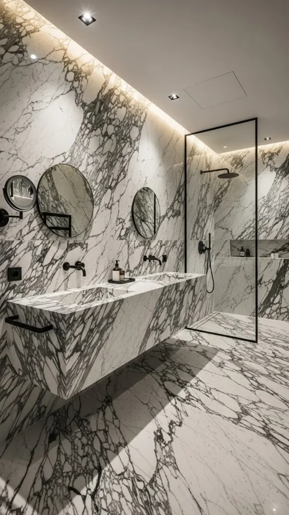 Maximalist Marble Drama Bathroom