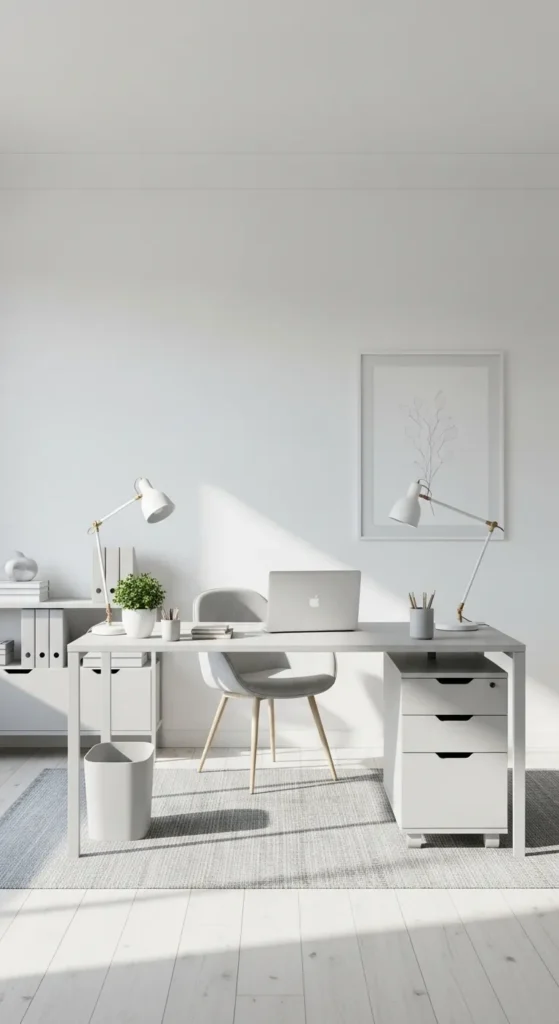 Minimalist Grey and White Workspace