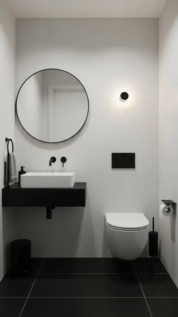 Minimalist Monochrome Powder Room