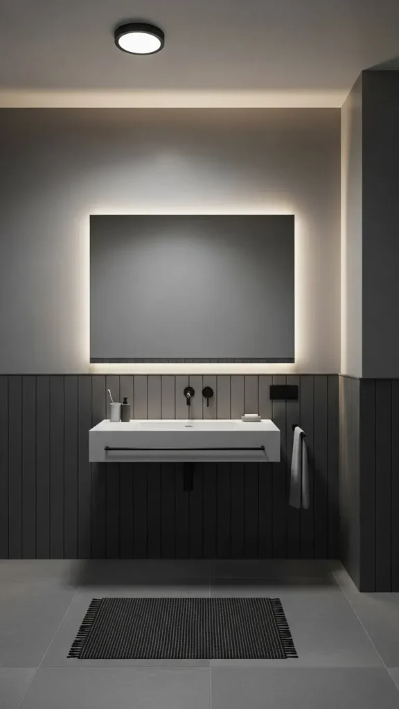 Monochrome Bathroom with Wall Panels