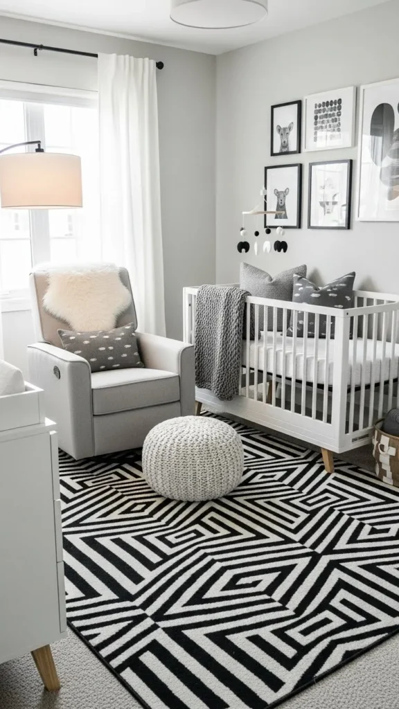 Monochrome Nursery with Statement Rug