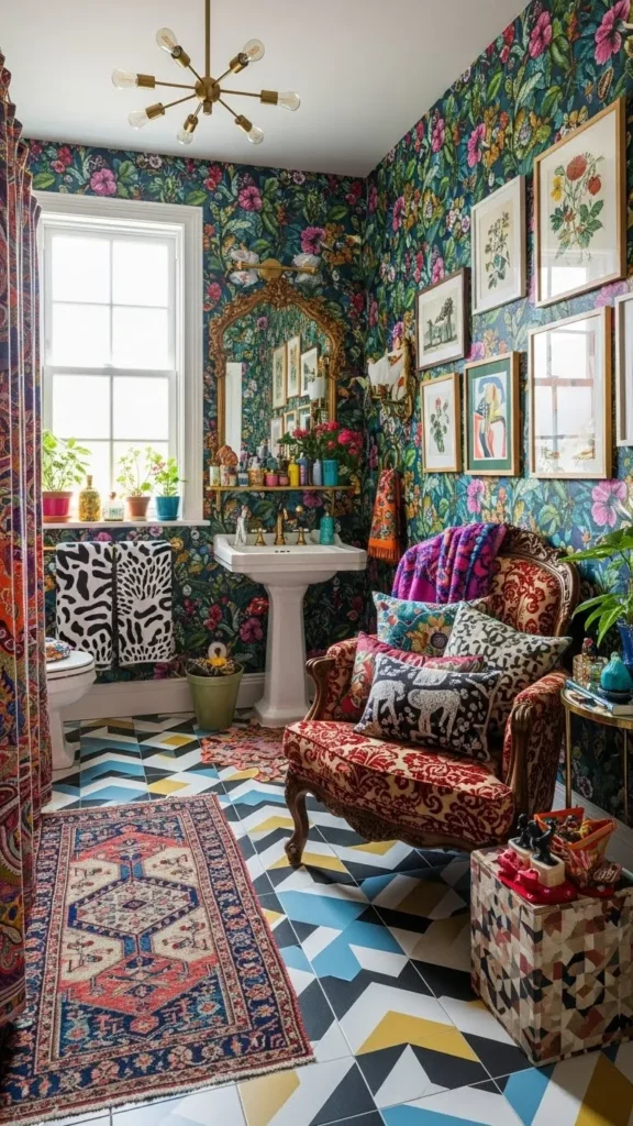 Pattern On Pattern Drama Bathroom