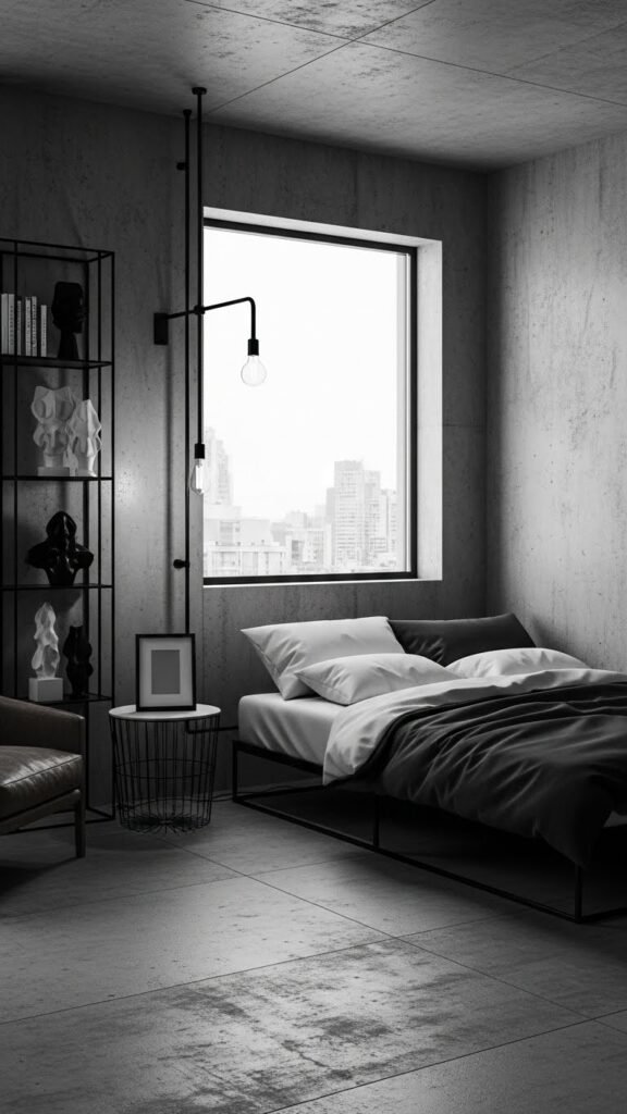 Urban Loft Monochrome Bedroom