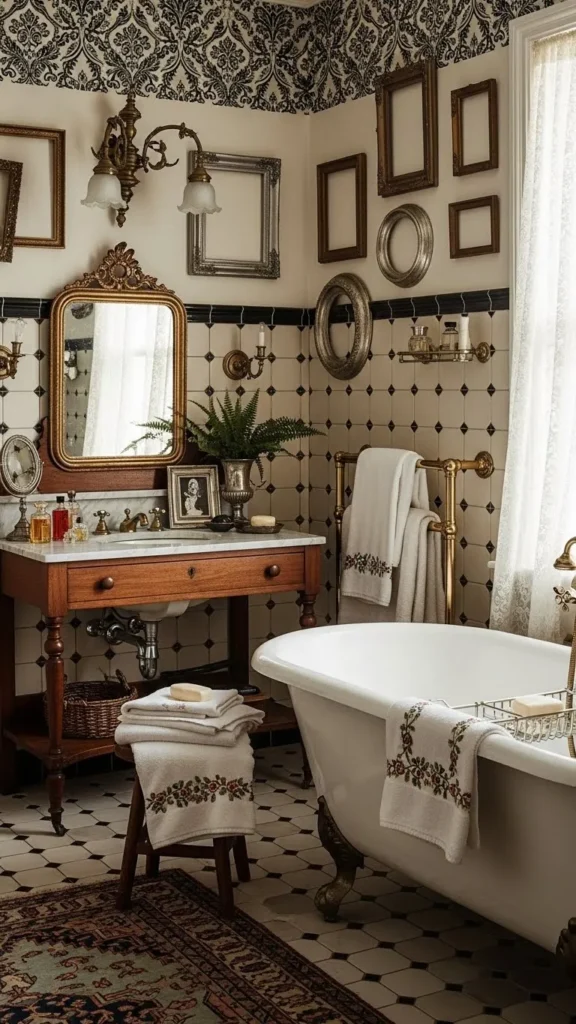 Vintage Inspired Maximalist Bathroom