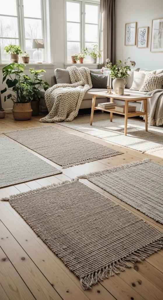 Warm Wooden Floors with Soft Rustic Rugs