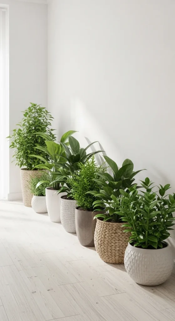 Scandinavian Hallway with Indoor Greenery