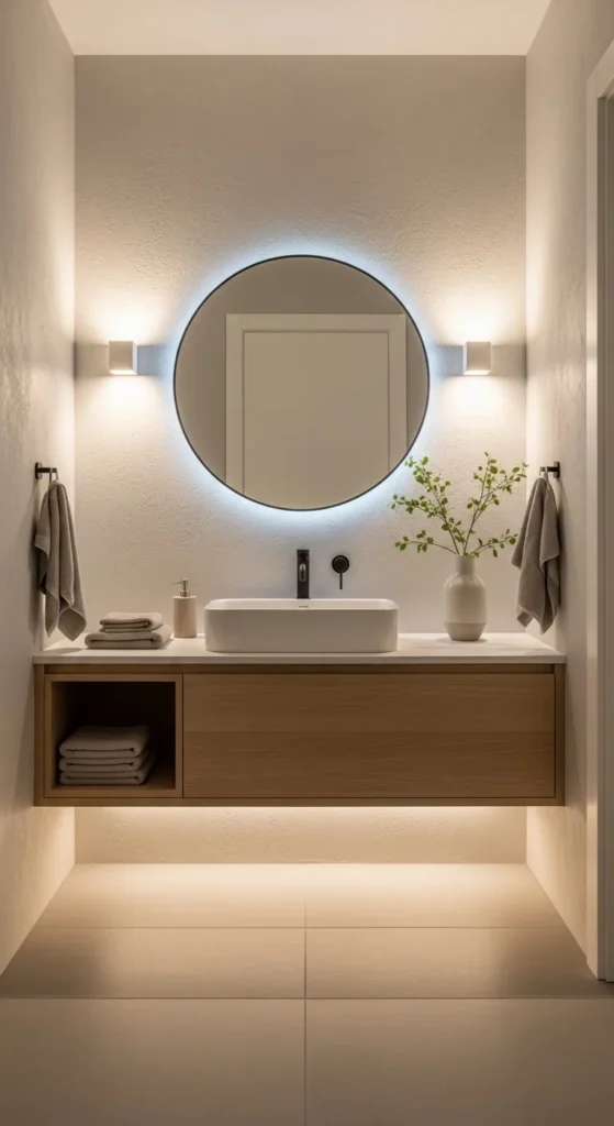 Nordic Powder Room with Soft Lighting