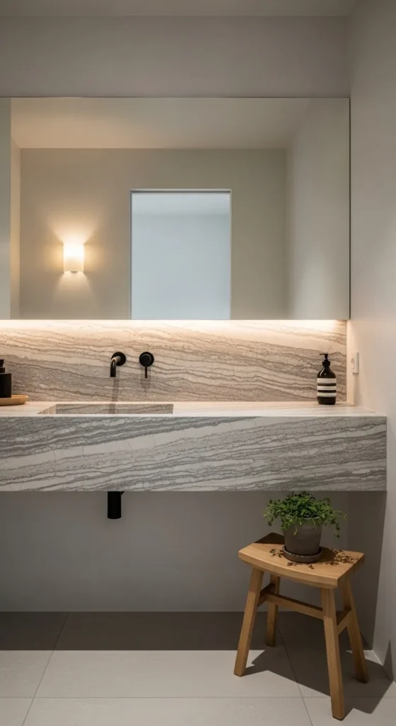 Scandinavian Powder Room with Stone Elements