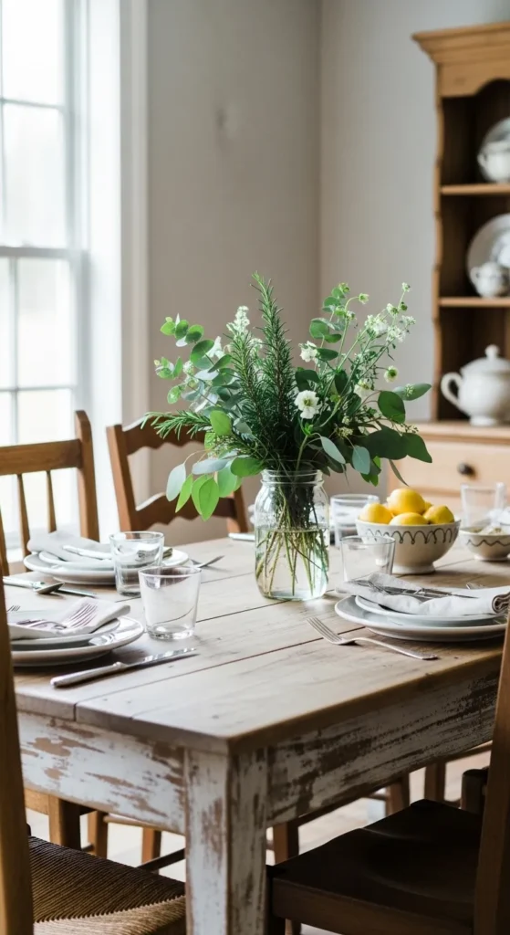 Fresh Greenery and Floral Centerpieces