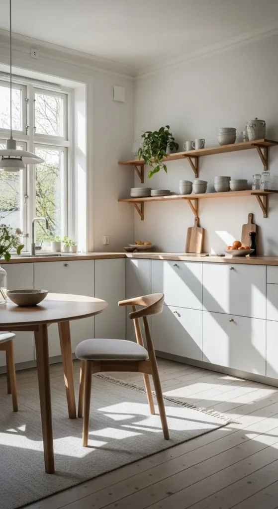Bright White Scandi Kitchen with Natural Wood