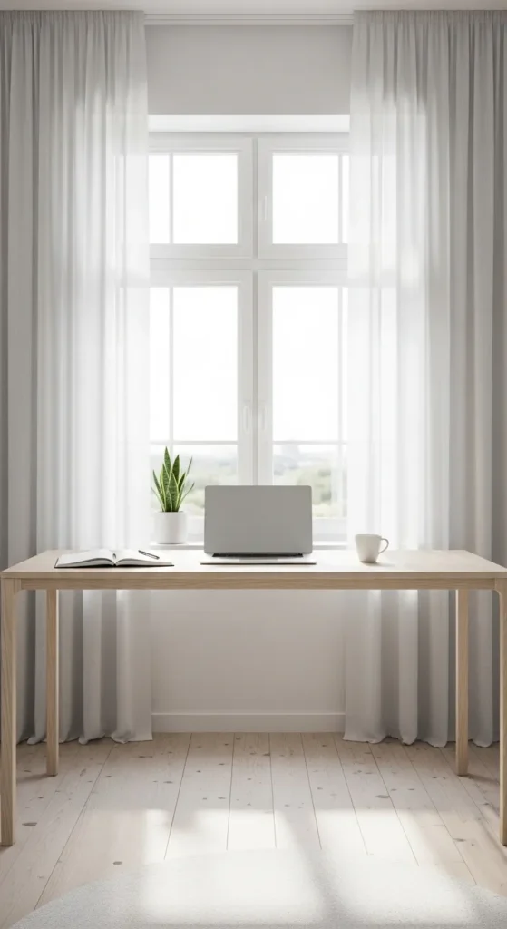 Minimal White Workspace with Natural Light