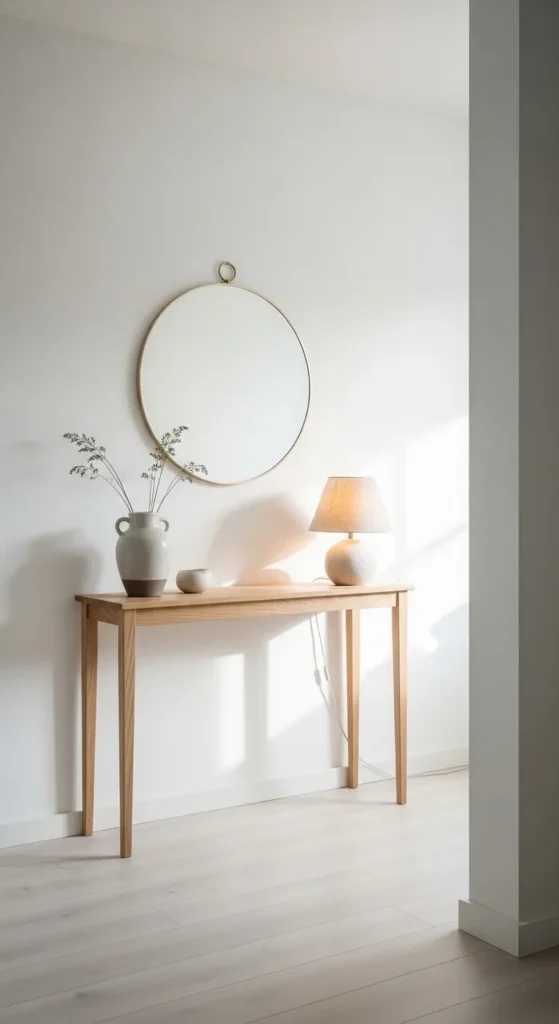 Light Wood Console with Minimal Decor