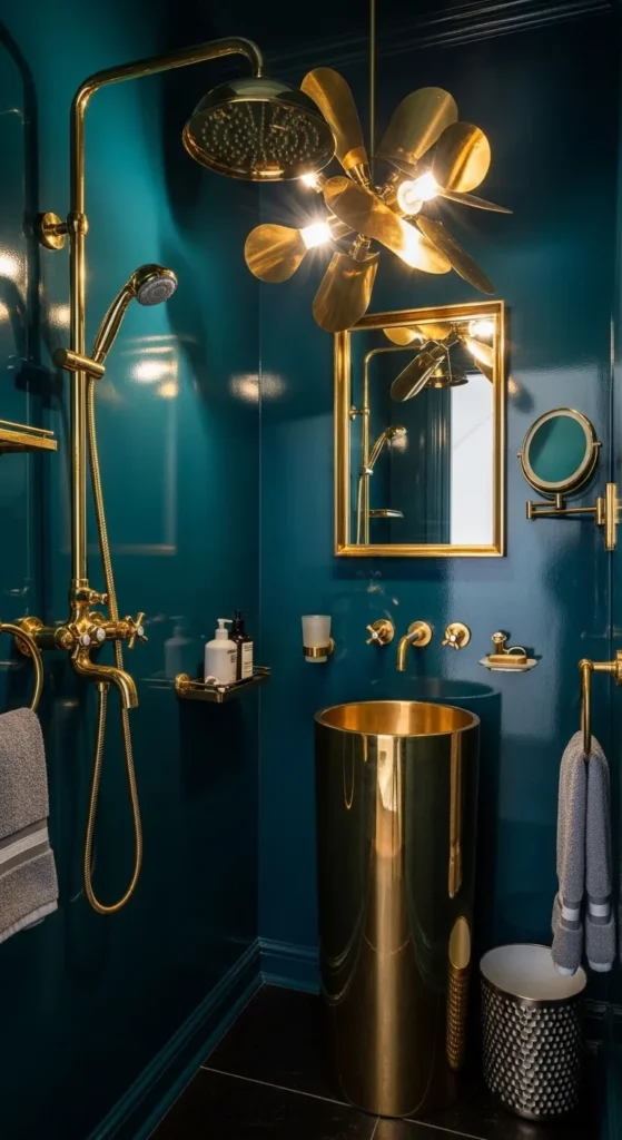 Jewel Toned Walls with Statement Fixtures