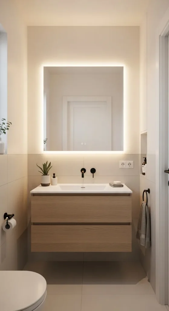 Soft White Scandinavian Powder Room