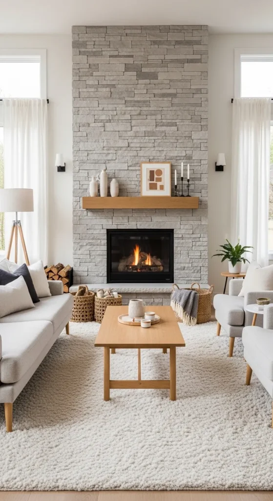 Stone Fireplace as a Cozy Rustic Focal Point