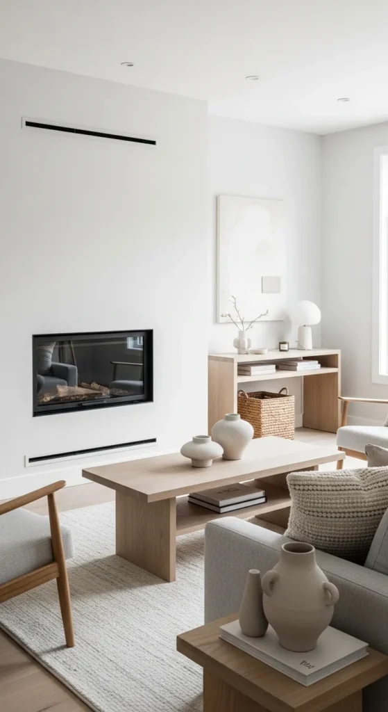 Black Scandinavian Fireplace for Bold Contrast