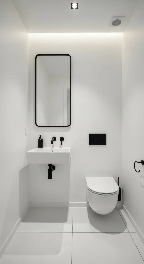 Minimal Black and White Powder Room