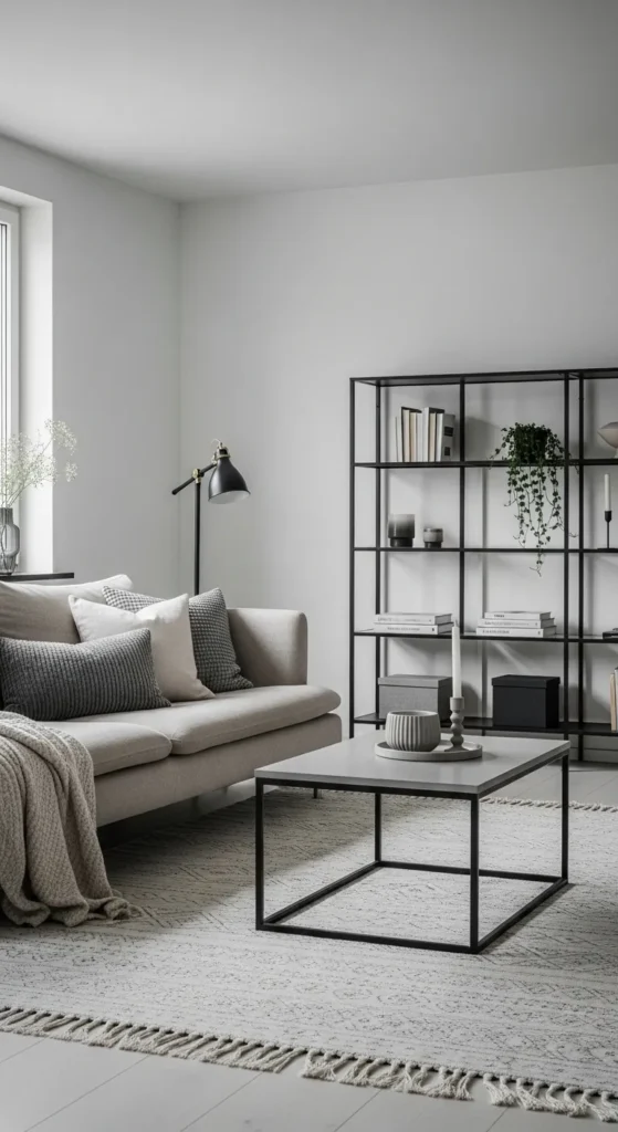 Black Metal Frames and Neutral Sofas
