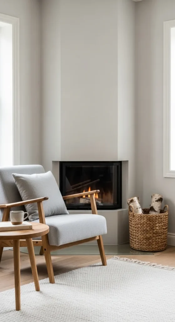 Corner Fireplace for Compact Nordic Living Rooms