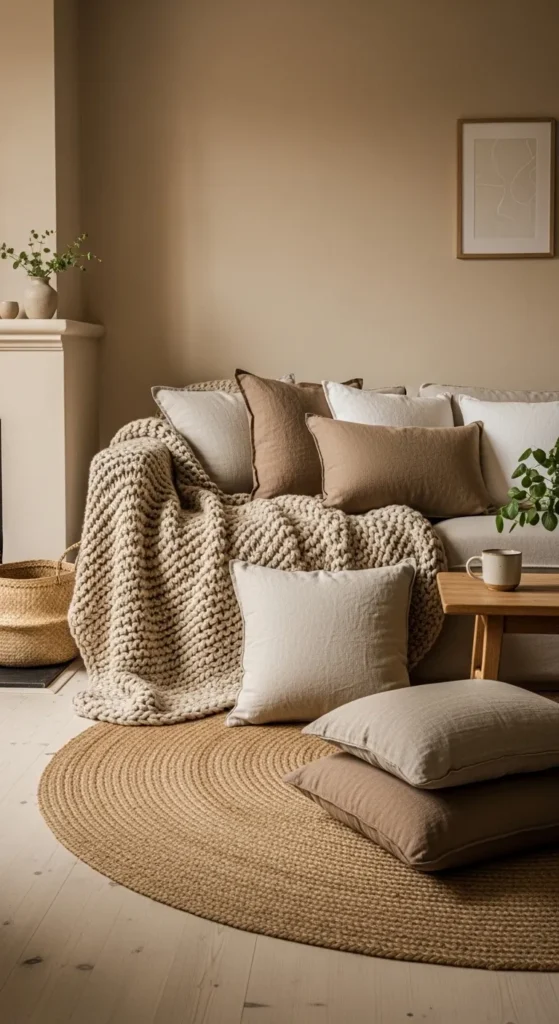 Cozy Layered Textiles in Earthy Neutrals