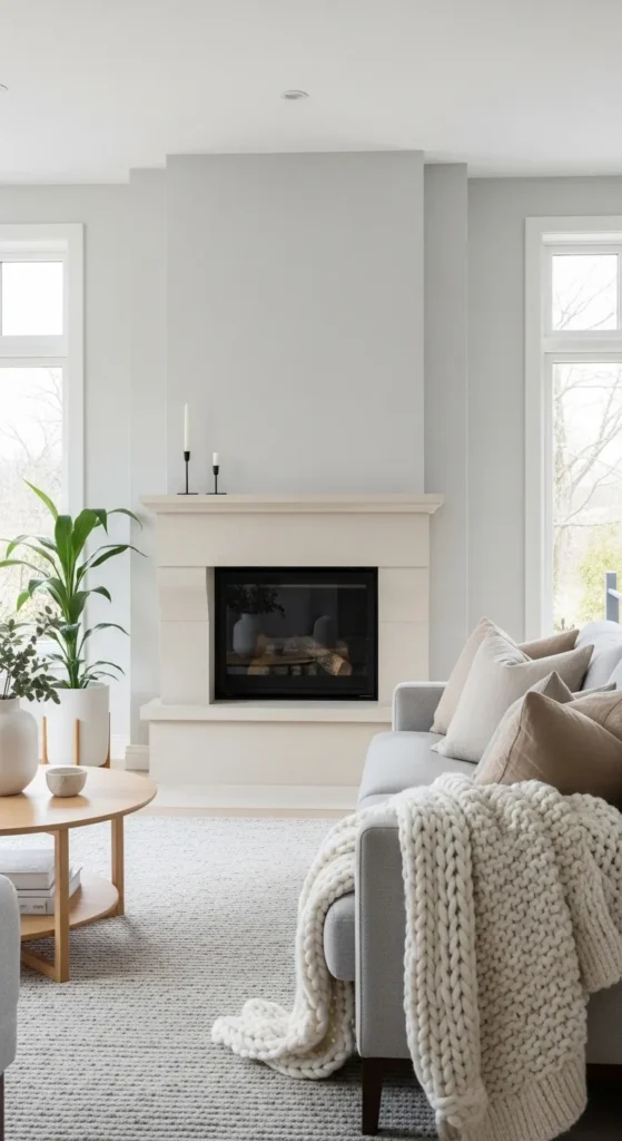 Stone Fireplace with Soft Nordic Texture