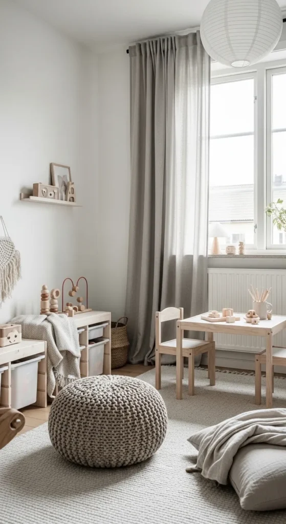 Neutral Scandi Playroom with Soft Textiles