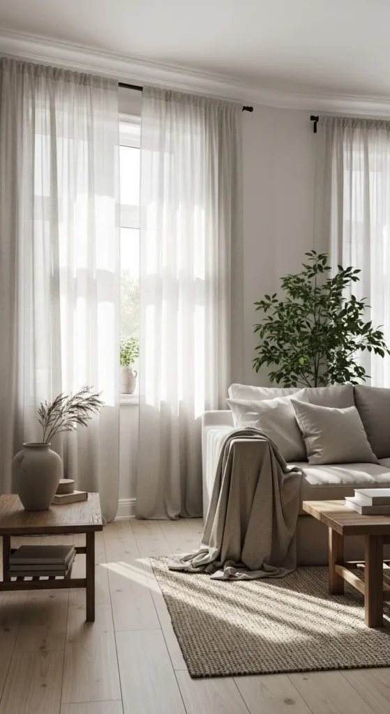 Soft Natural Lighting with Sheer Linen Curtains