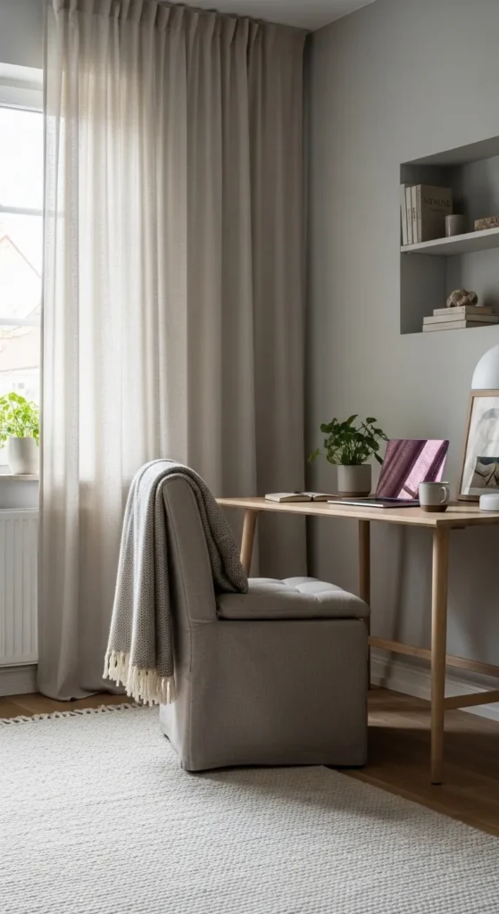 Scandinavian Office with Soft Textiles