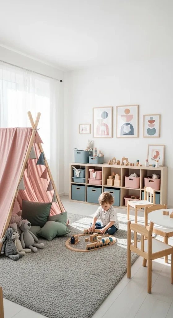 Scandinavian Playroom with Pastel Color Touches