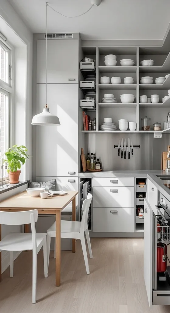 Small Scandinavian Kitchen with Smart Storage