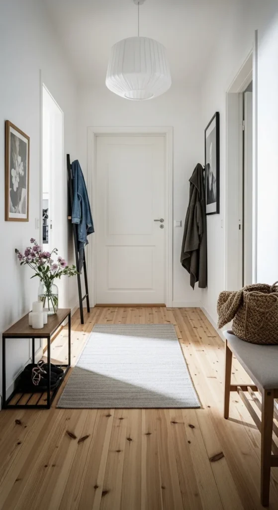 Natural Wood Flooring with Soft Runner