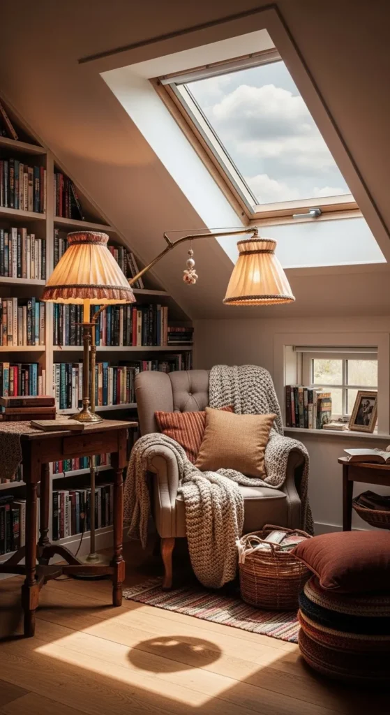 Cozy Attic Library Retreat