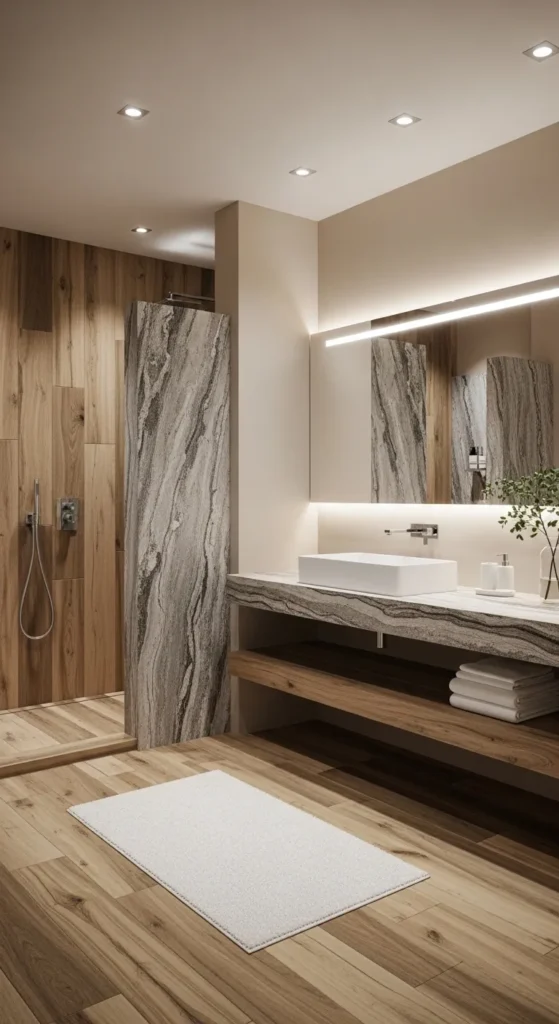 Wood Look Tiles for Warm Modern Bathrooms
