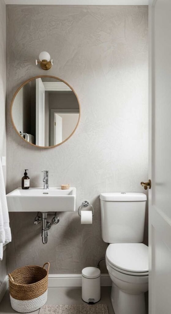 Scandinavian Powder Room with Textured Walls