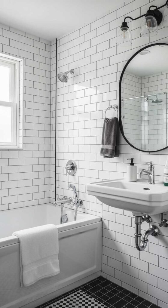 Subway Tiles with a Modern Layout Twist