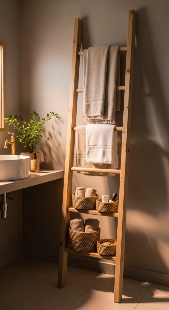 Wooden Ladder Towel Rack