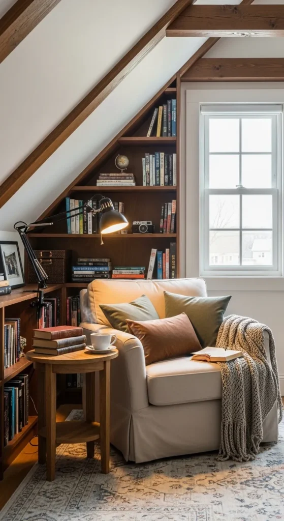 Attic Office with Cozy Reading Corner