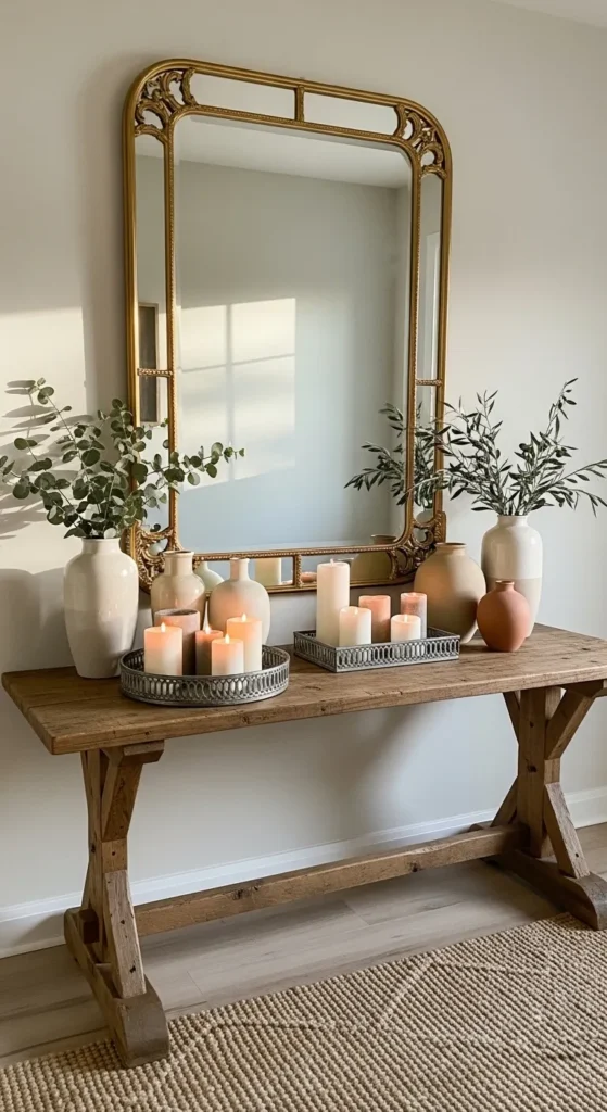 Farmhouse Table with Statement Mirror
