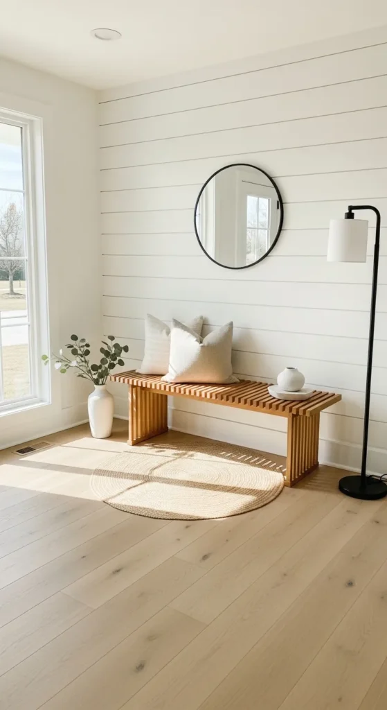 Minimalist Wooden Slat Bench