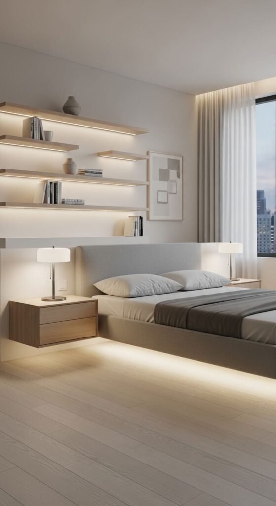 Modern Bedroom with Floating Furniture