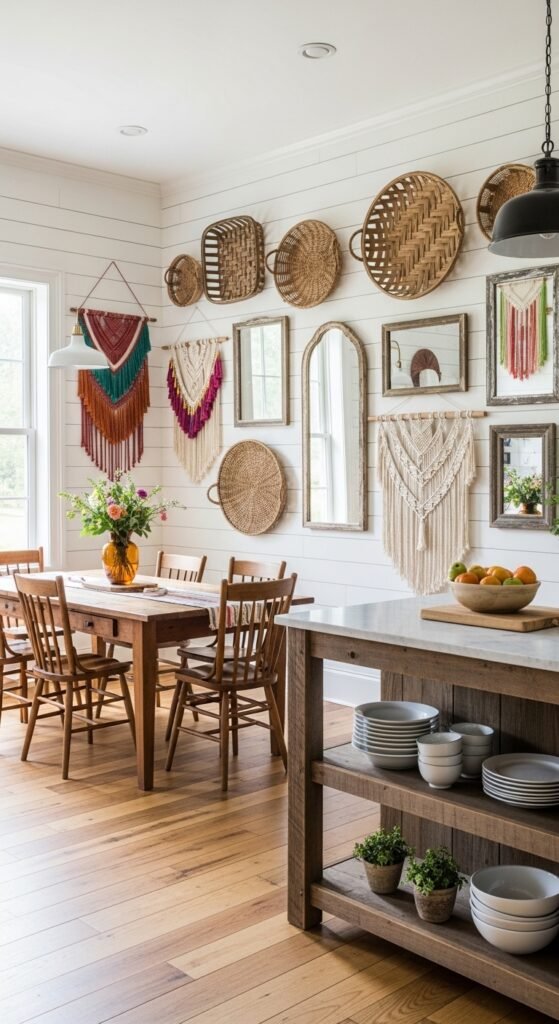 Shiplap Walls with Bohemian Wall Decor