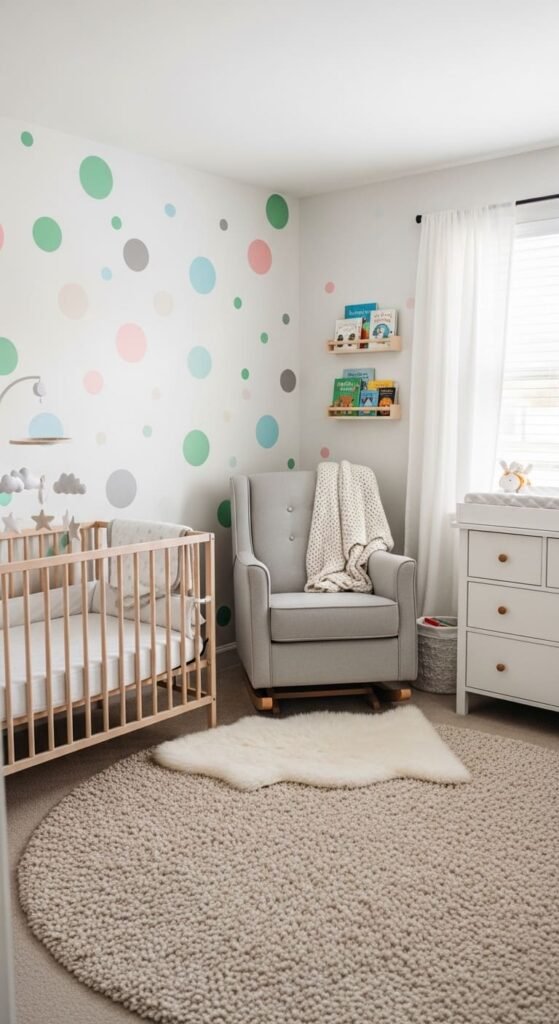 Polka Dot Nursery Accent Wall