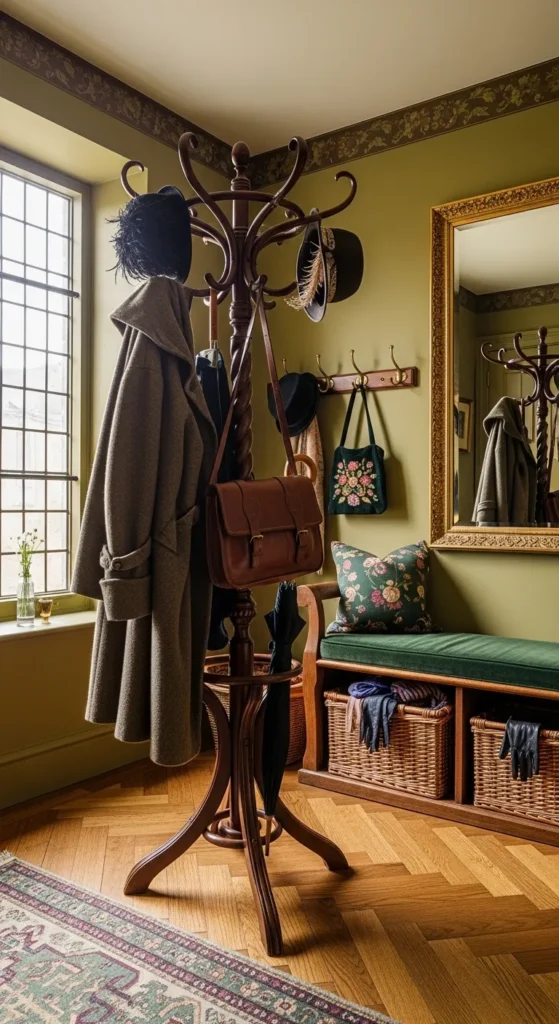 Vintage Coat Stands with Brass Accents