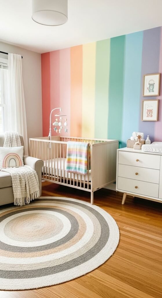 Ombre Rainbow Nursery Accent Wall
