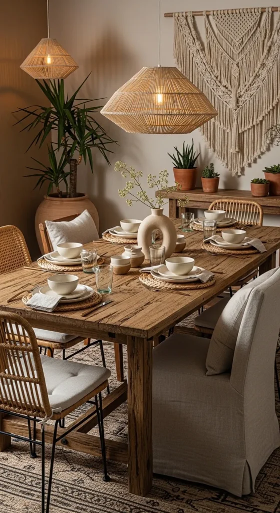 Rustic Wooden Table as the Centerpiece