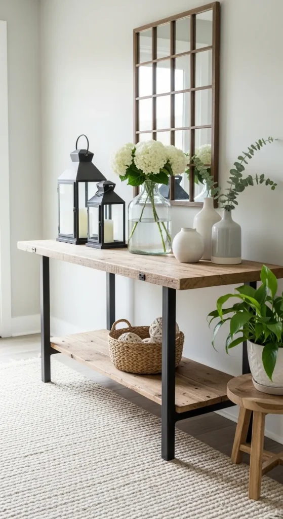 Modern Farmhouse Table with Mixed Materials