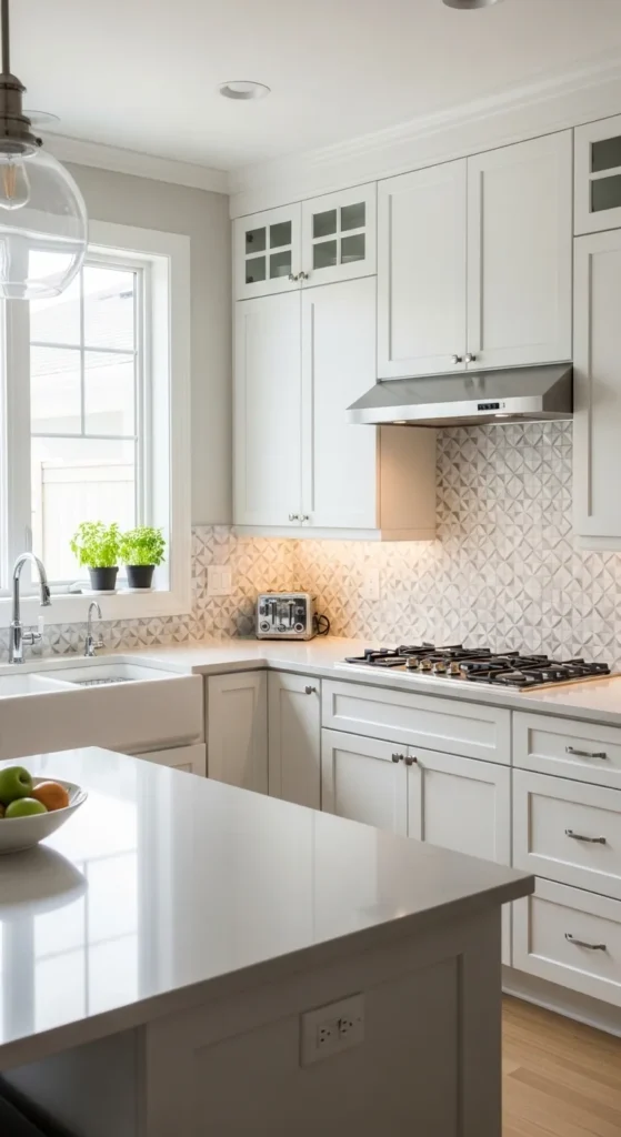 White Kitchens with Patterned Backsplashes