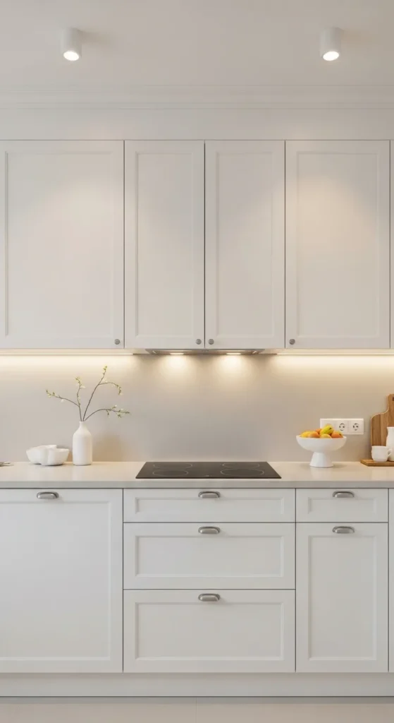 White Kitchens with Minimalist Hardware