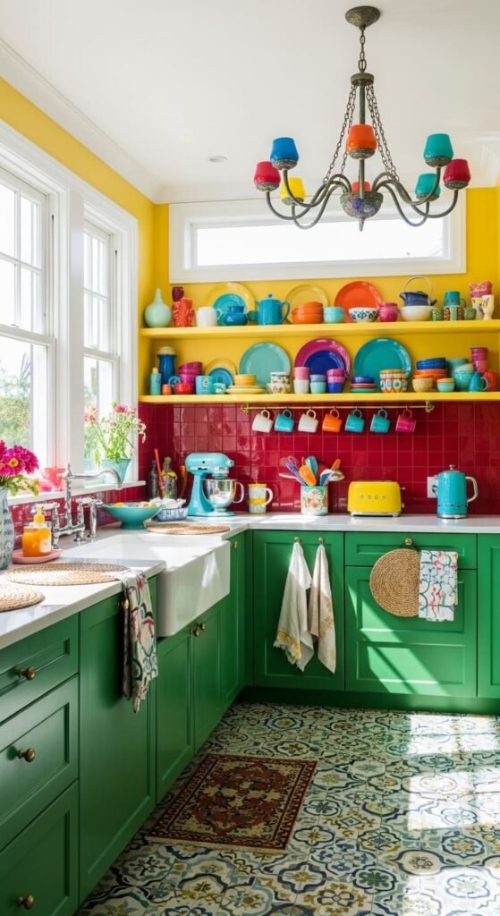 Vibrant Color Blocking for a Statement Kitchen