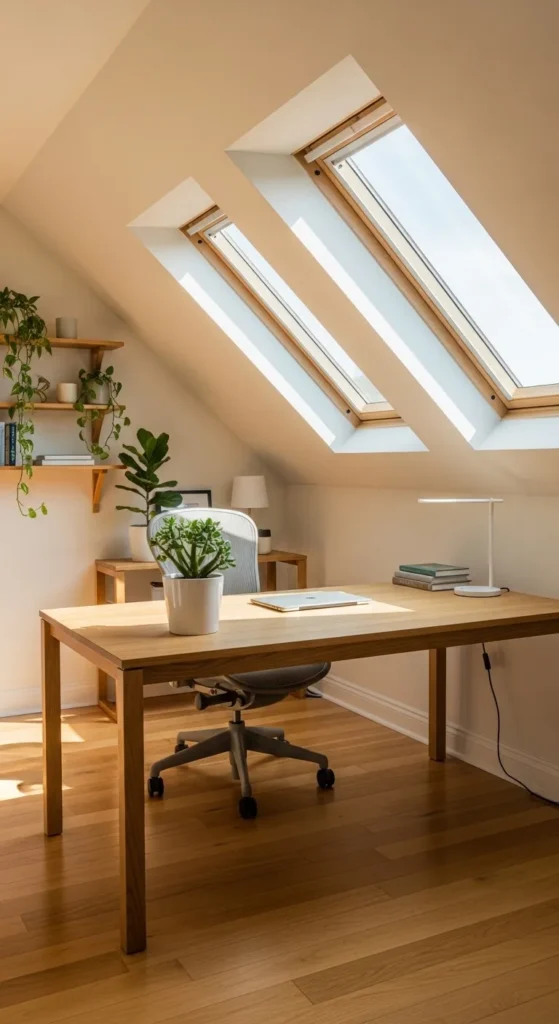 Skylight Filled Attic Workspace